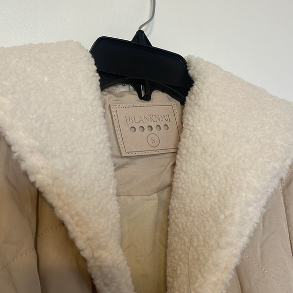 BLANK NYC Warm Hearts Quilted Sherpa Button Down Jacket Cream/Beige - Picture 6 of 9